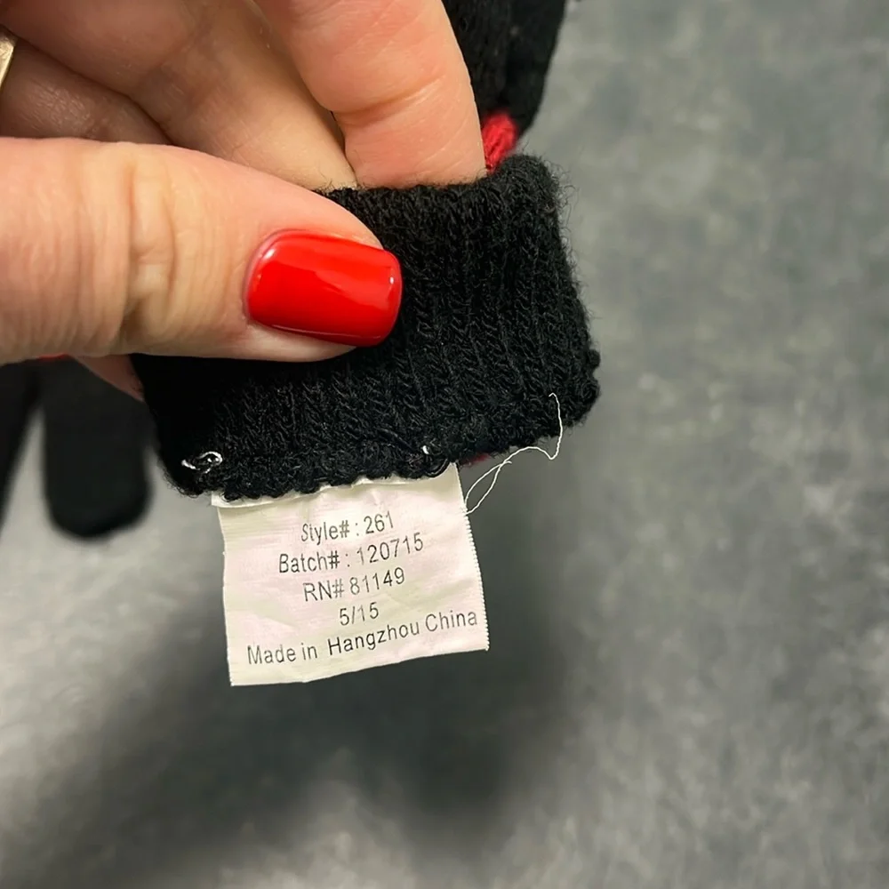 Kids black and red Knit Gloves with grippers child size